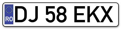 Placuta inmatriculare numar auto  DJ-58-EKX, DJ 58 EKX, DJ58EKX