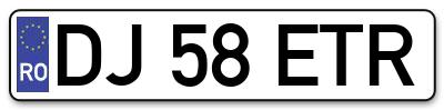 Placuta inmatriculare numar auto  DJ-58-ETR, DJ 58 ETR, DJ58ETR