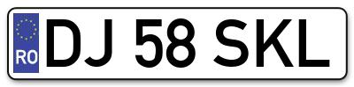 Placuta inmatriculare numar auto  DJ-58-SKL, DJ 58 SKL, DJ58SKL
