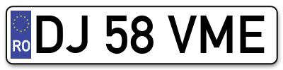 Placuta inmatriculare numar auto  DJ-58-VME, DJ 58 VME, DJ58VME