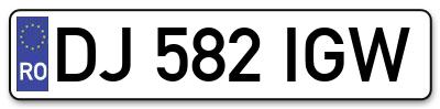 Placuta inmatriculare numar auto  DJ-582-IGW, DJ 582 IGW, DJ582IGW