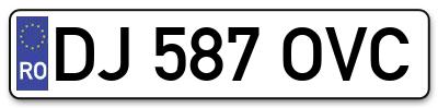 Placuta inmatriculare numar auto  DJ-587-OVC, DJ 587 OVC, DJ587OVC
