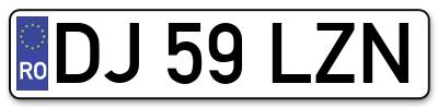 Placuta inmatriculare numar auto  DJ-59-LZN, DJ 59 LZN, DJ59LZN