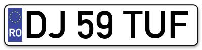 Placuta inmatriculare numar auto  DJ-59-TUF, DJ 59 TUF, DJ59TUF