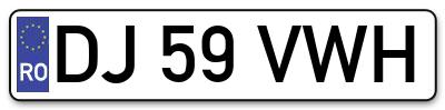 Placuta inmatriculare numar auto  DJ-59-VWH, DJ 59 VWH, DJ59VWH