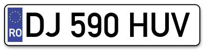 Placuta inmatriculare numar auto  DJ-590-HUV, DJ 590 HUV, DJ590HUV
