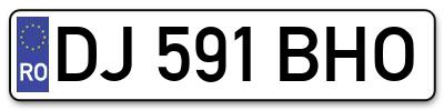 Placuta inmatriculare numar auto  DJ-591-BHO, DJ 591 BHO, DJ591BHO