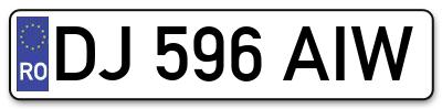 Placuta inmatriculare numar auto  DJ-596-AIW, DJ 596 AIW, DJ596AIW