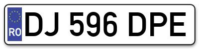 Placuta inmatriculare numar auto  DJ-596-DPE, DJ 596 DPE, DJ596DPE