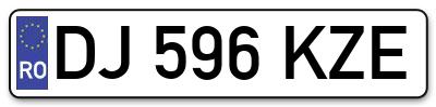 Placuta inmatriculare numar auto  DJ-596-KZE, DJ 596 KZE, DJ596KZE
