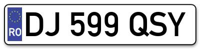 Placuta inmatriculare numar auto  DJ-599-QSY, DJ 599 QSY, DJ599QSY