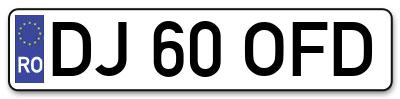 Placuta inmatriculare numar auto  DJ-60-OFD, DJ 60 OFD, DJ60OFD