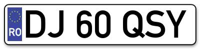 Placuta inmatriculare numar auto  DJ-60-QSY, DJ 60 QSY, DJ60QSY
