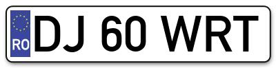 Placuta inmatriculare numar auto  DJ-60-WRT, DJ 60 WRT, DJ60WRT