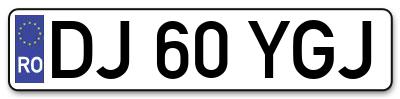 Placuta inmatriculare numar auto  DJ-60-YGJ, DJ 60 YGJ, DJ60YGJ