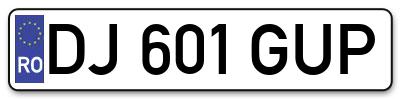 Placuta inmatriculare numar auto  DJ-601-GUP, DJ 601 GUP, DJ601GUP