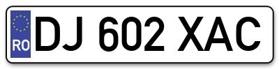 Placuta inmatriculare numar auto  DJ-602-XAC, DJ 602 XAC, DJ602XAC