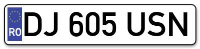 Placuta inmatriculare numar auto  DJ-605-USN, DJ 605 USN, DJ605USN