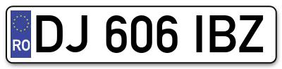 Placuta inmatriculare numar auto  DJ-606-IBZ, DJ 606 IBZ, DJ606IBZ