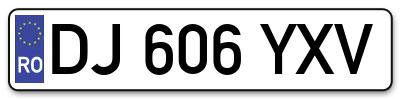 Placuta inmatriculare numar auto  DJ-606-YXV, DJ 606 YXV, DJ606YXV