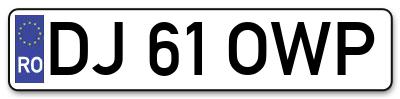 Placuta inmatriculare numar auto  DJ-61-OWP, DJ 61 OWP, DJ61OWP