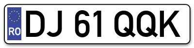Placuta inmatriculare numar auto  DJ-61-QQK, DJ 61 QQK, DJ61QQK