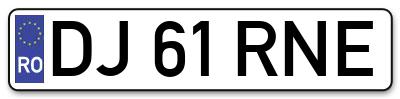 Placuta inmatriculare numar auto  DJ-61-RNE, DJ 61 RNE, DJ61RNE