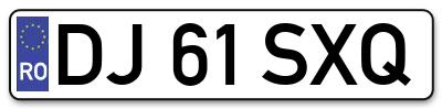 Placuta inmatriculare numar auto  DJ-61-SXQ, DJ 61 SXQ, DJ61SXQ