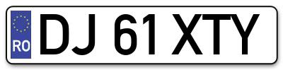Placuta inmatriculare numar auto  DJ-61-XTY, DJ 61 XTY, DJ61XTY