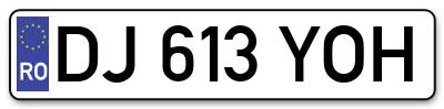 Placuta inmatriculare numar auto  DJ-613-YOH, DJ 613 YOH, DJ613YOH