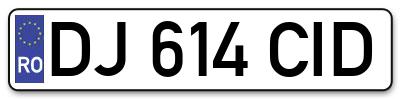Placuta inmatriculare numar auto  DJ-614-CID, DJ 614 CID, DJ614CID