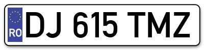 Placuta inmatriculare numar auto  DJ-615-TMZ, DJ 615 TMZ, DJ615TMZ