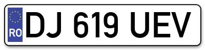 Placuta inmatriculare numar auto  DJ-619-UEV, DJ 619 UEV, DJ619UEV