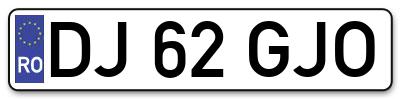 Placuta inmatriculare numar auto  DJ-62-GJO, DJ 62 GJO, DJ62GJO