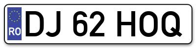 Placuta inmatriculare numar auto  DJ-62-HOQ, DJ 62 HOQ, DJ62HOQ