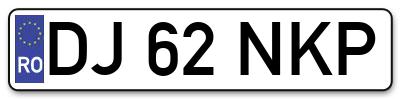 Placuta inmatriculare numar auto  DJ-62-NKP, DJ 62 NKP, DJ62NKP