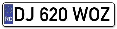 Placuta inmatriculare numar auto  DJ-620-WOZ, DJ 620 WOZ, DJ620WOZ