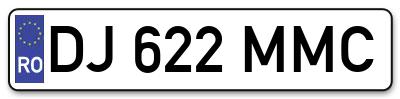 Placuta inmatriculare numar auto  DJ-622-MMC, DJ 622 MMC, DJ622MMC