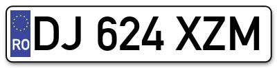 Placuta inmatriculare numar auto  DJ-624-XZM, DJ 624 XZM, DJ624XZM