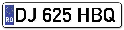 Placuta inmatriculare numar auto  DJ-625-HBQ, DJ 625 HBQ, DJ625HBQ