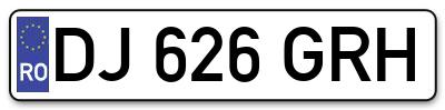 Placuta inmatriculare numar auto  DJ-626-GRH, DJ 626 GRH, DJ626GRH