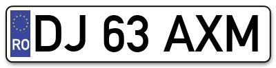 Placuta inmatriculare numar auto  DJ-63-AXM, DJ 63 AXM, DJ63AXM