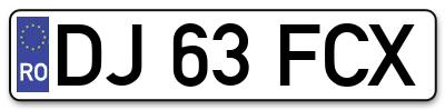 Placuta inmatriculare numar auto  DJ-63-FCX, DJ 63 FCX, DJ63FCX