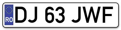 Placuta inmatriculare numar auto  DJ-63-JWF, DJ 63 JWF, DJ63JWF