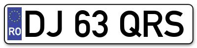 Placuta inmatriculare numar auto  DJ-63-QRS, DJ 63 QRS, DJ63QRS