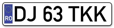 Placuta inmatriculare numar auto  DJ-63-TKK, DJ 63 TKK, DJ63TKK