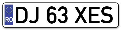 Placuta inmatriculare numar auto  DJ-63-XES, DJ 63 XES, DJ63XES
