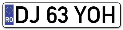 Placuta inmatriculare numar auto  DJ-63-YOH, DJ 63 YOH, DJ63YOH