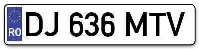 Placuta inmatriculare numar auto  DJ-636-MTV, DJ 636 MTV, DJ636MTV
