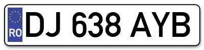 Placuta inmatriculare numar auto  DJ-638-AYB, DJ 638 AYB, DJ638AYB
